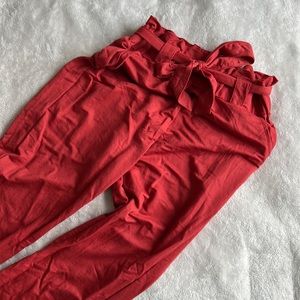 Red/Rust color Paper bag waist float pants